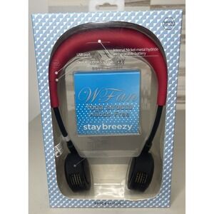 W Fan Spice of Life Wearable Neck Fan Pool Beach Yoga HandsFree Black/Red NEW